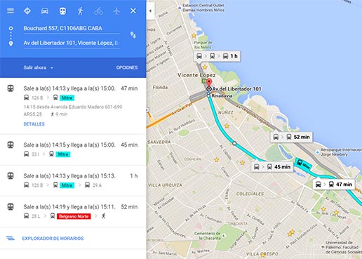 Google Maps suma colectivos y trenes de Buenos Aires