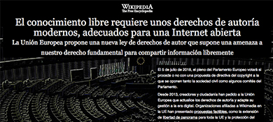 Wikipedia cierra como protesta contra la nueva poltica digital europea